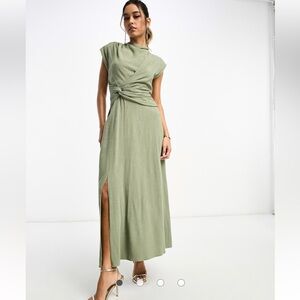 ASOS Sage Green Maxi Dress with Twist Front